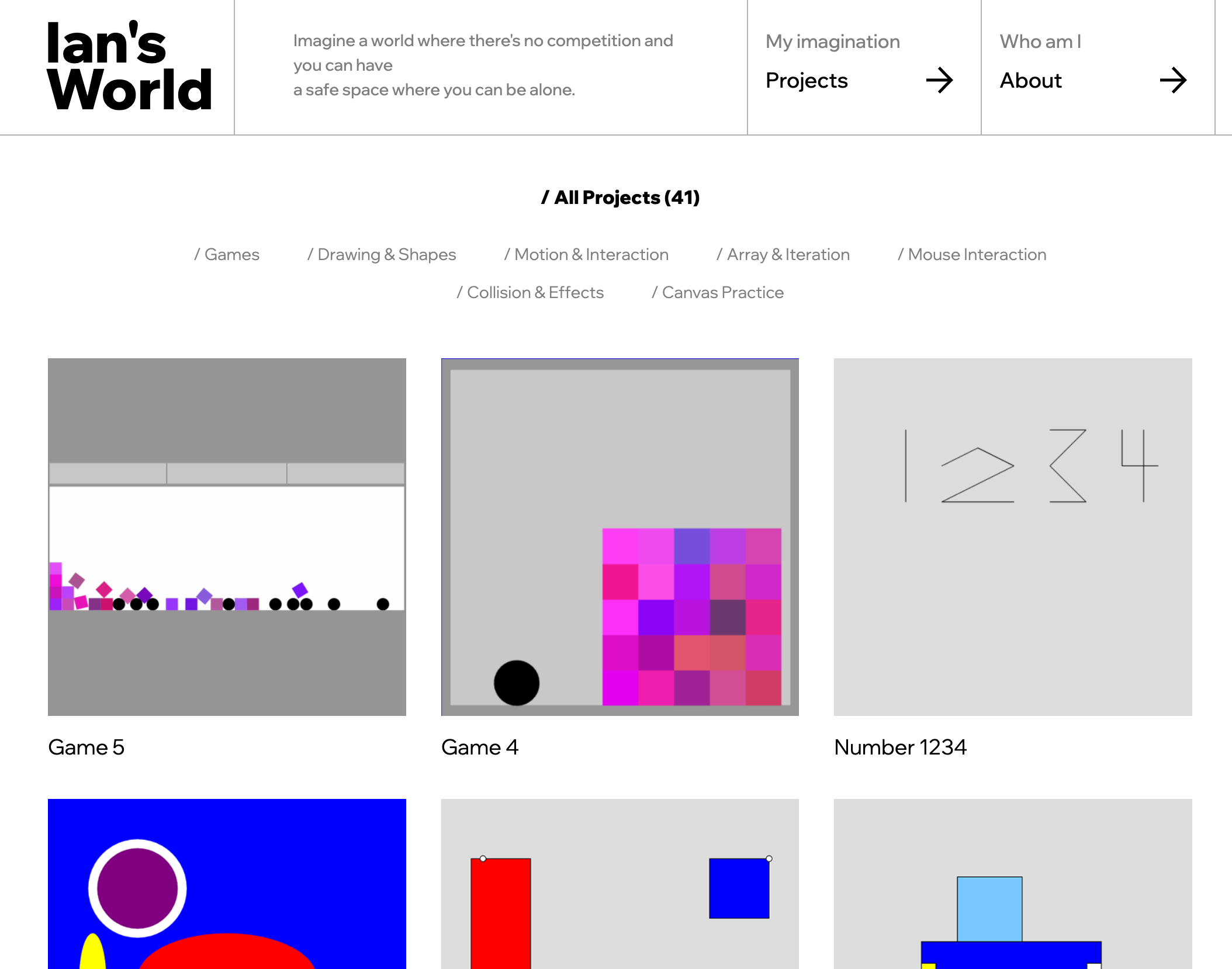 Ian’s World gallery of games, drawings, and interactive coding experiments